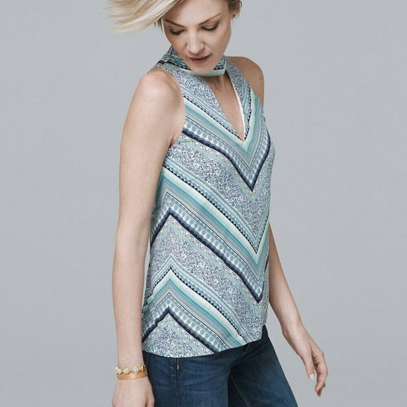 WHBM Sleeveless Printed Choker Top HW7807 - Picture 9 of 9